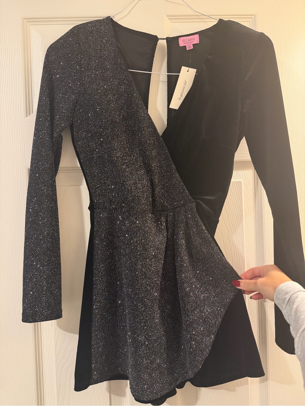 Black Sparkle Long-Sleeve Romper